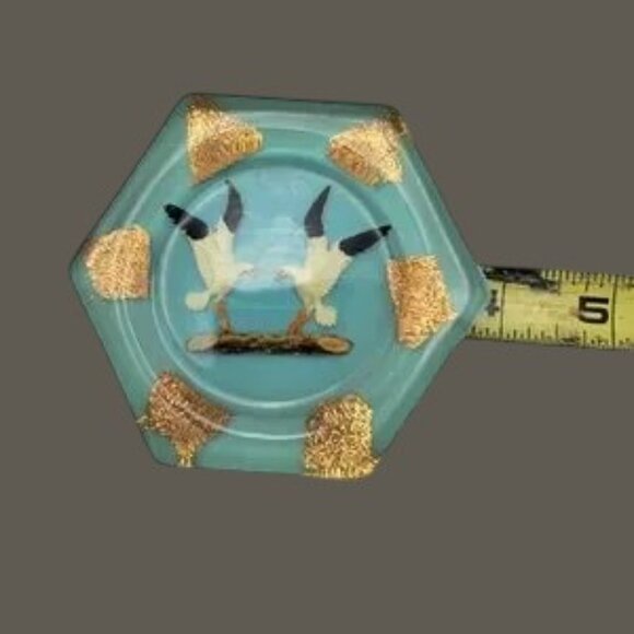 Vintage MCM Lucite 5 Coaster Set Seagull Ocean Beach Bar Drink Ware Granny Core - Picture 11 of 11